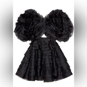 Aje black amour mini ruffle dress
